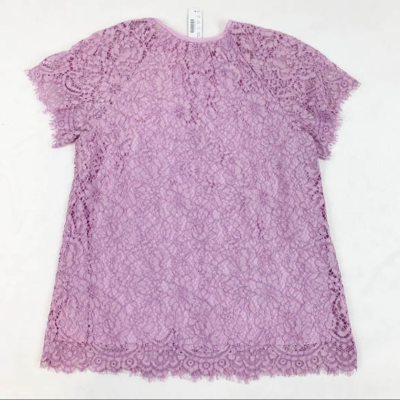 J Crew short sleeve lace blouse top lilac purple - Picture 7 of 8